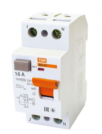 TDM ELECTRIC SQ0203-0001 Устройство защитного отключения ВД1-63 2Р 16А 100мА TDM